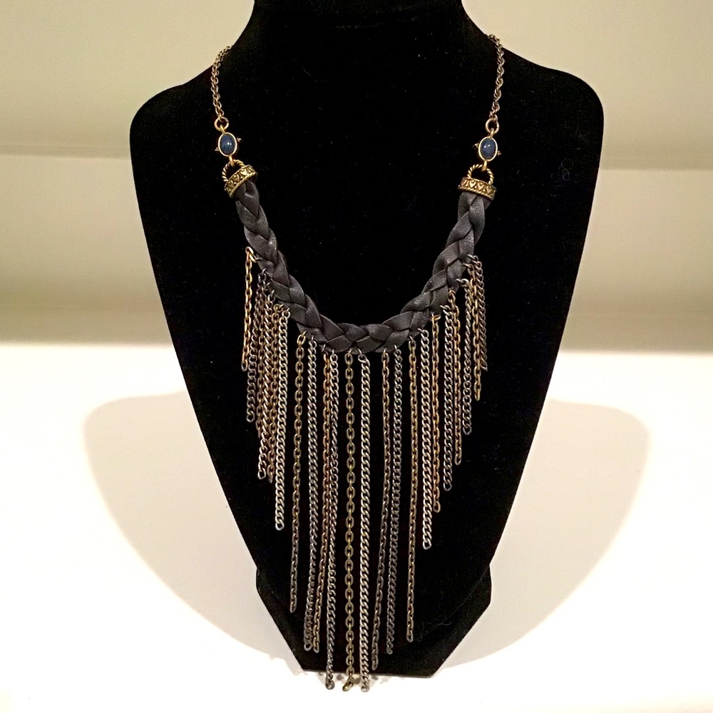 🔴LUCKY BRAND BRAIDED LEATHER WATERFALL CHAIN NECKLACE🔴🔴